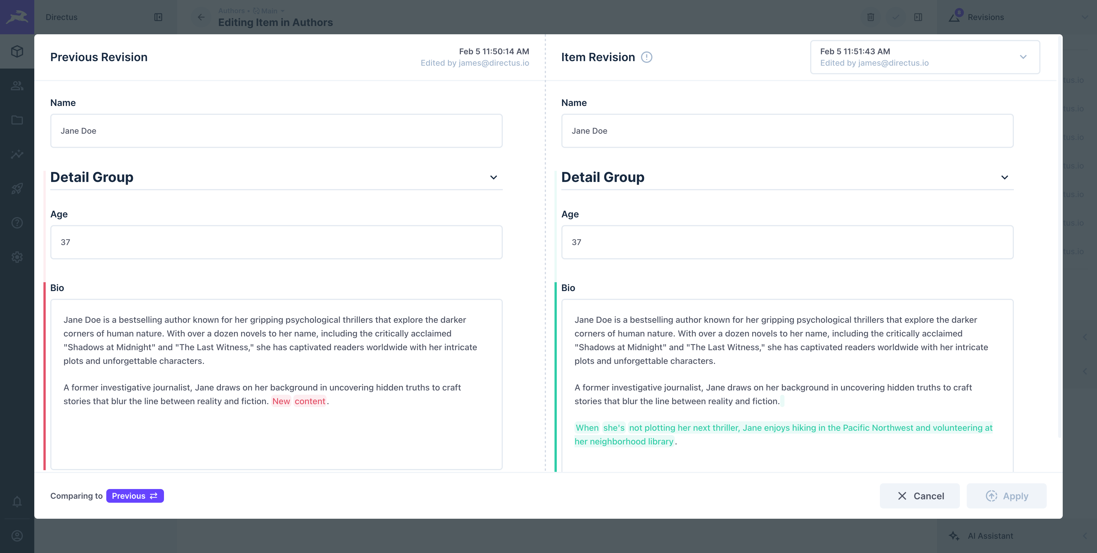 Diff Indicators on Expanded Group